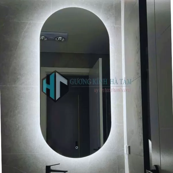 Gương nhà tắm tròn có led 2