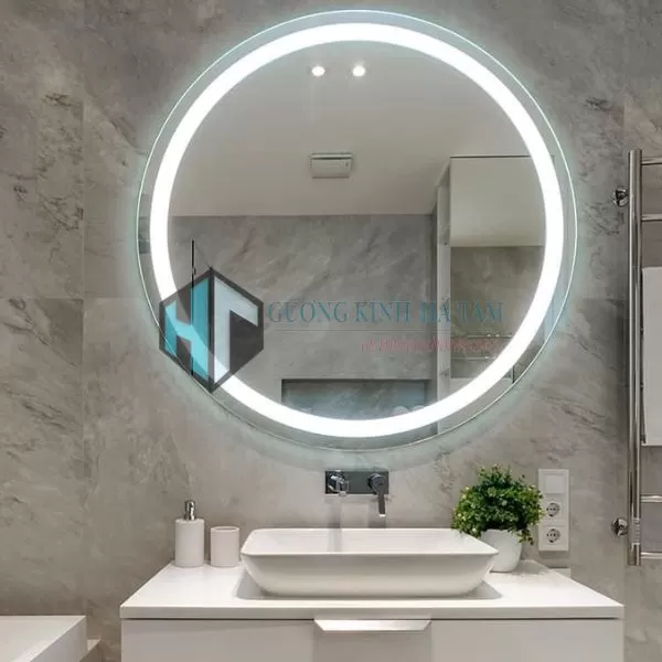 Gương nhà tắm tròn có led
