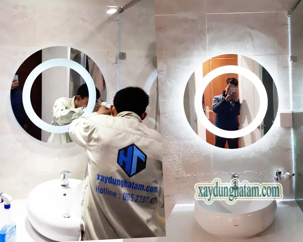 Thi công gương đèn LED cho nhà tắm tại chung cư