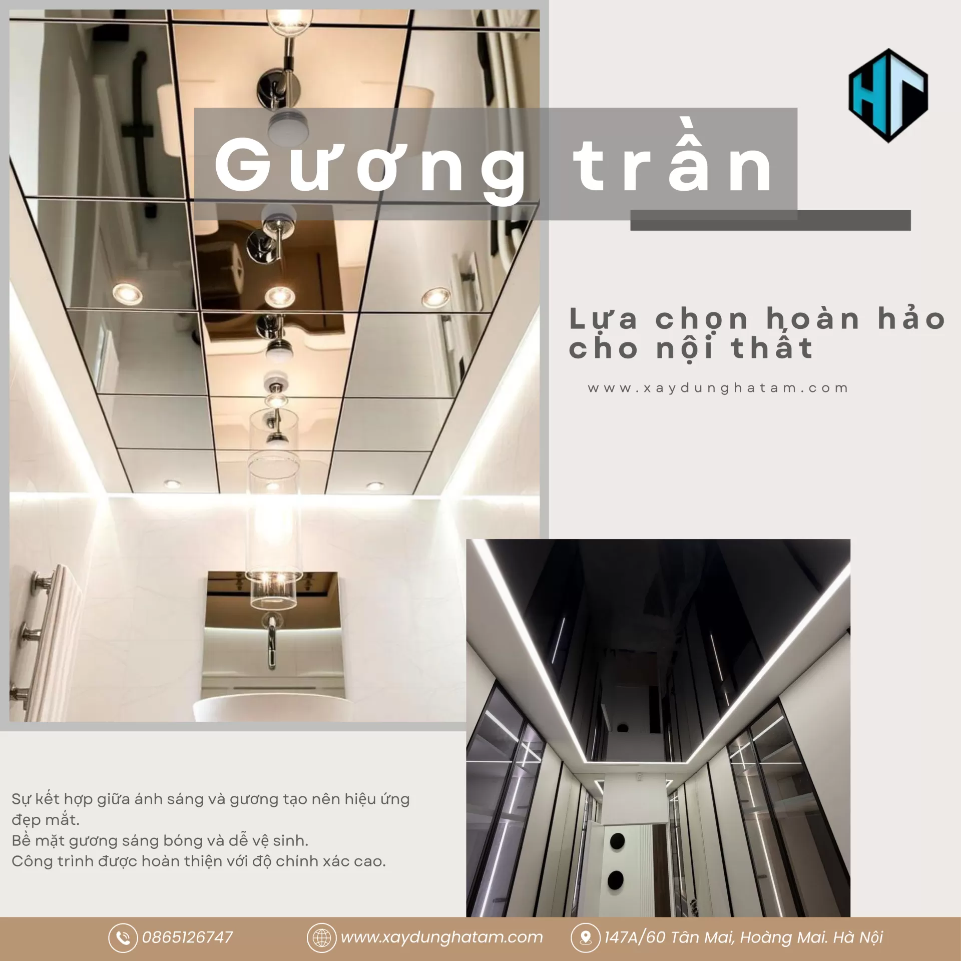 lắp đặt gương d&aacute;n trần tại h&agrave; nội