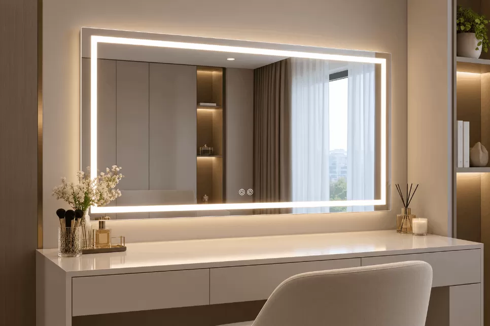 Gương trang điểm đèn LED hình chữ nhật được sử dụng rộng rãi