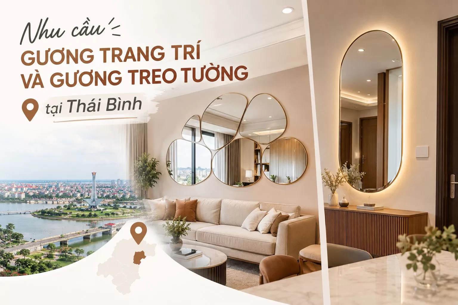 Địa chỉ bán gương trang trí, gương treo tường Thái Bình uy tín