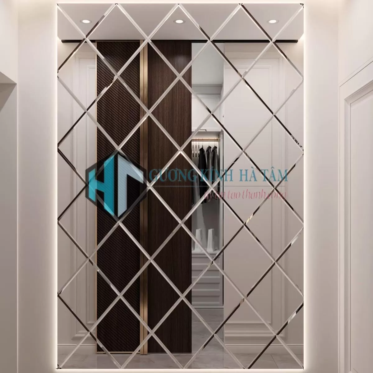 Gương quả trám - Gương ghép nghệ thuật dán tường