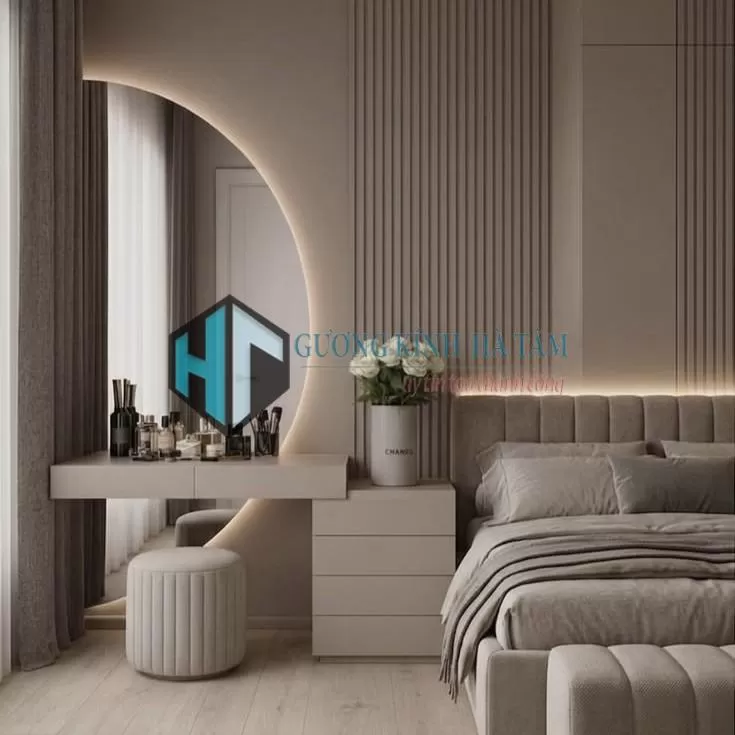 Gương trang điểm có đèn LED - Bán nguyệt